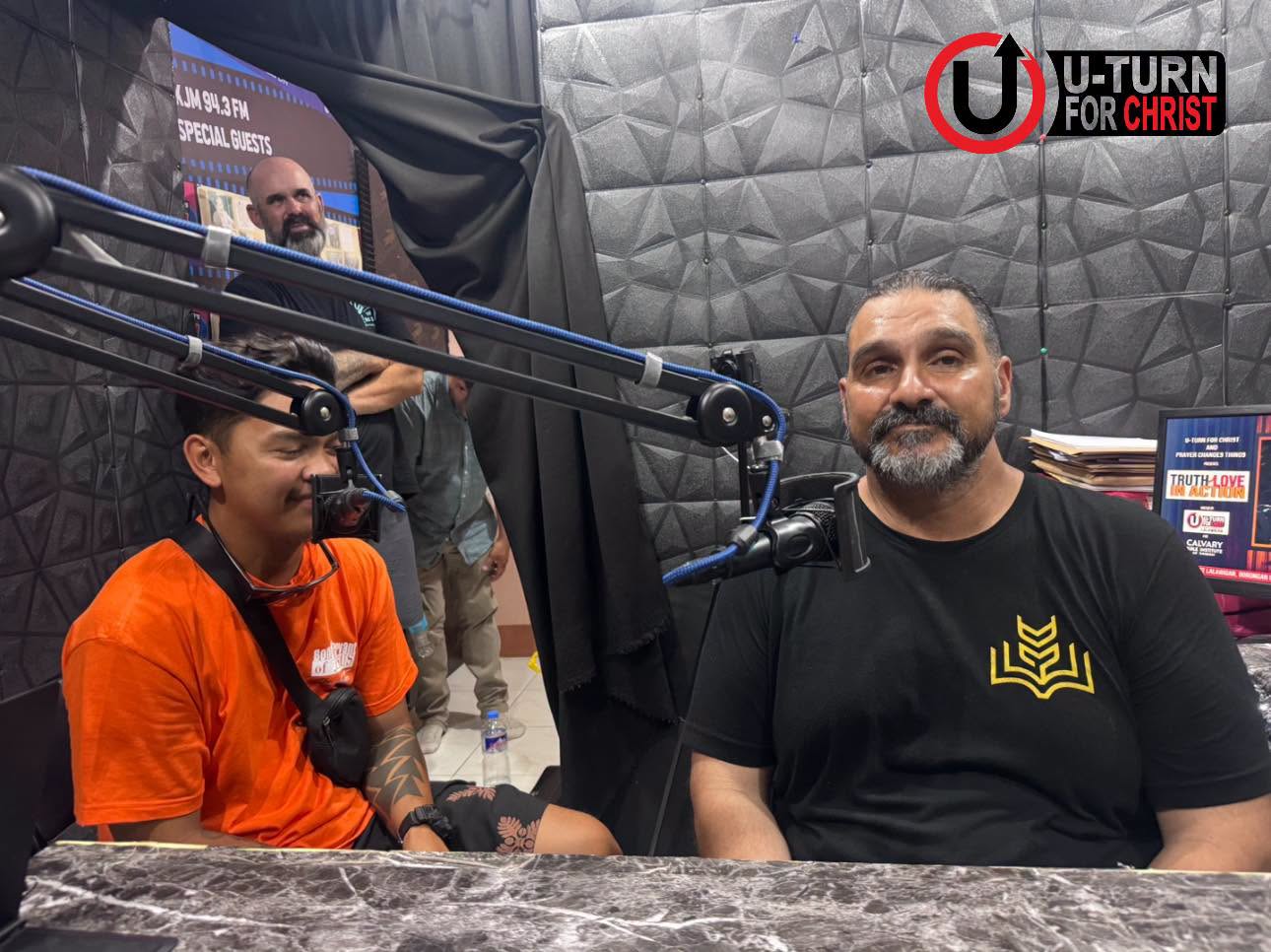 U-Turn for Christ team members broadcasting live on KJM 94.3 FM